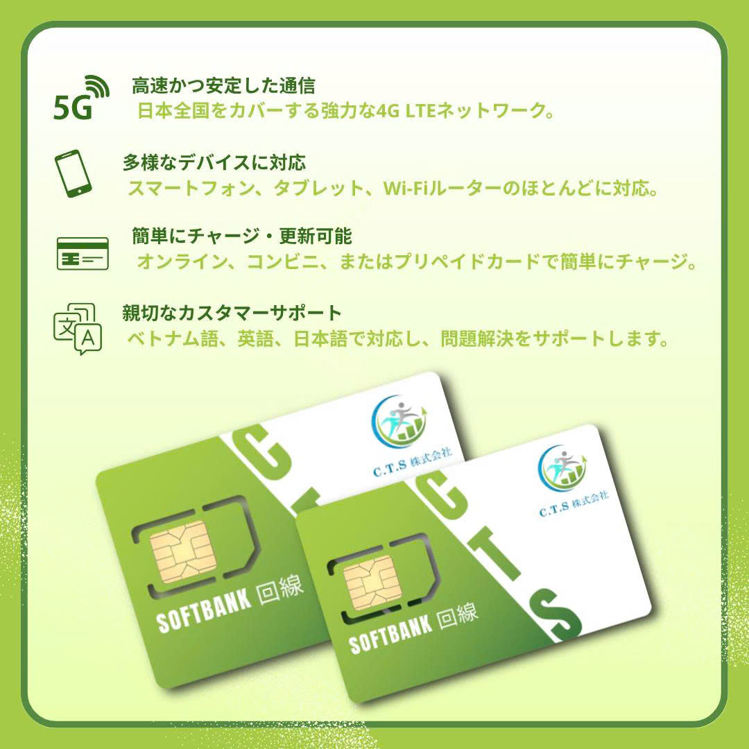 SoftBank SIM Card Japan – 10GB/Month × 12 Months|Annual Prepaid Plan|No Contract|High-Speed Data – Fast Shipping