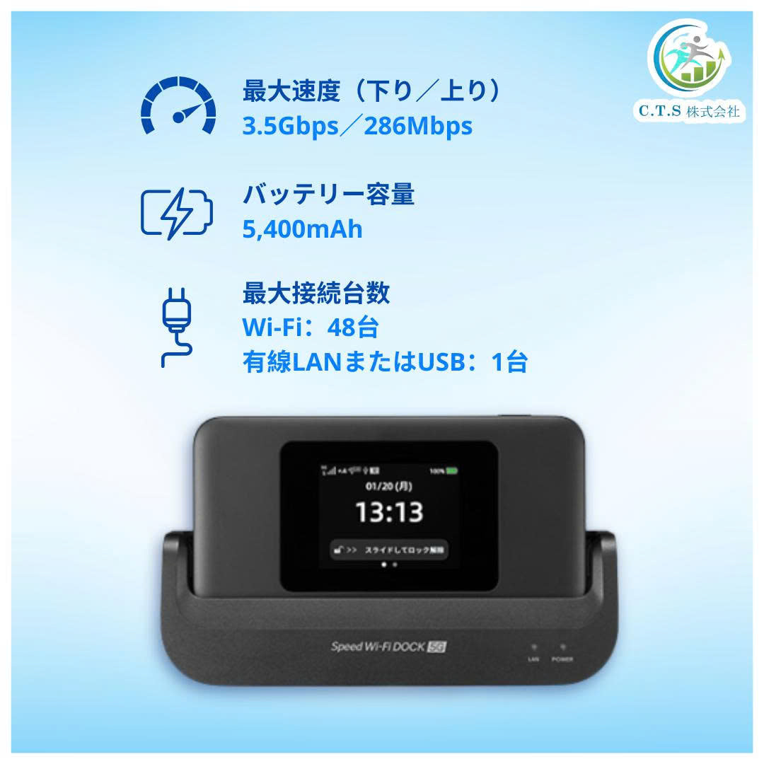 Pocket WiFi Japan – Speed WiFi DOCK 5G|Unlimited Data|Prepaid Monthly Plan|No Contract|SIM Free – Fast Shipping