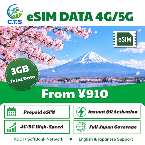 Japan eSIM – 3GB (Total Data)