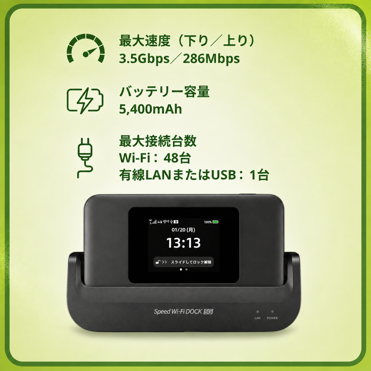 ポケットWiFi 日本 – Speed WiFi DOCK 5G｜データ使い放題｜月額プリペイドプラン｜契約不要｜SIMフリー – 即日発送