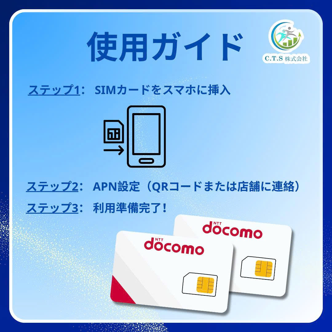 Docomo SIM Card Japan｜1GB Data + Call Number｜Prepaid Monthly Plan｜No Contract｜High-Speed Internet for Travelers & Residents